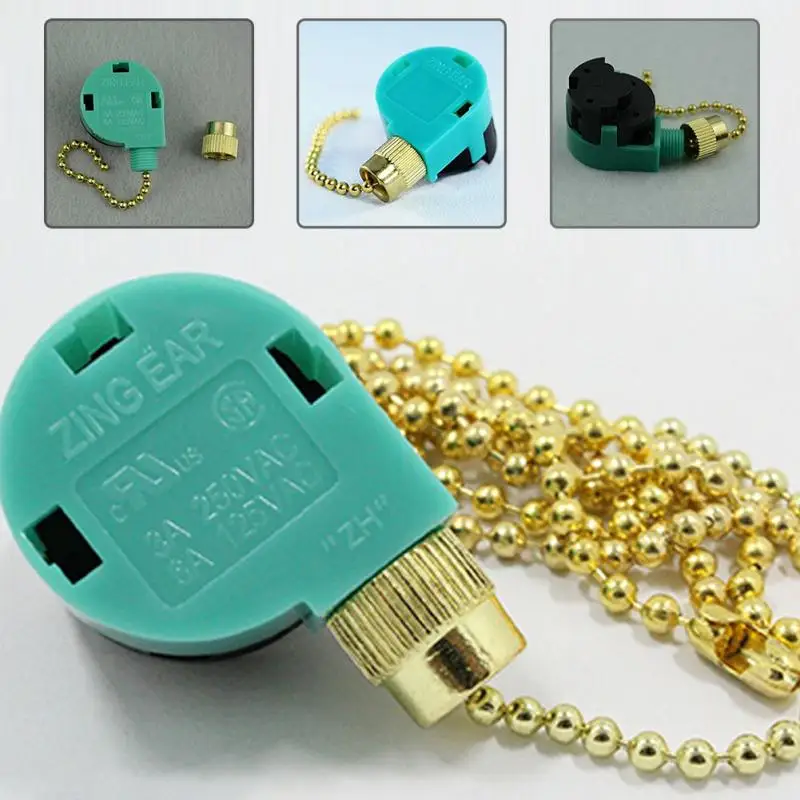 

Zipper switch 3 Speed Pull Chain Control Nickel Fan switch
