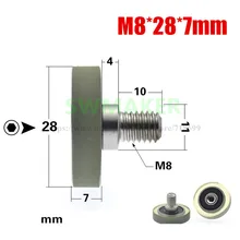 1 шт. 8*28*7 мм M6* 28*7 мм M8* 28*7 мм 608 с резиновым покрытием подшипник шкива, из PU искусственной кожи, гибкая резина, ленточный конвейер, роликовый подшипник