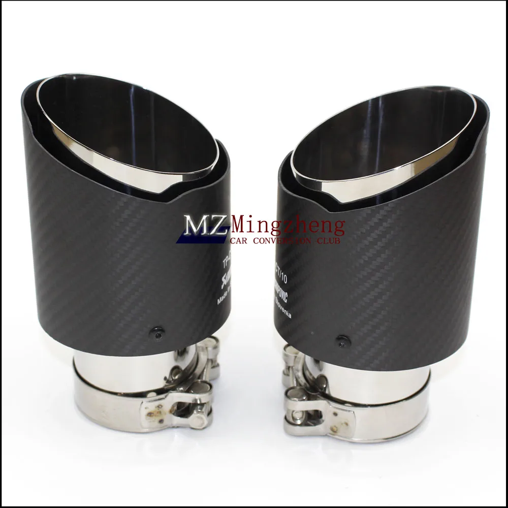 1Pcs car styling Carbon fiber+ stainless steel universal Auto akrapovic exhaust tip tailtip end pipe for bmw golf