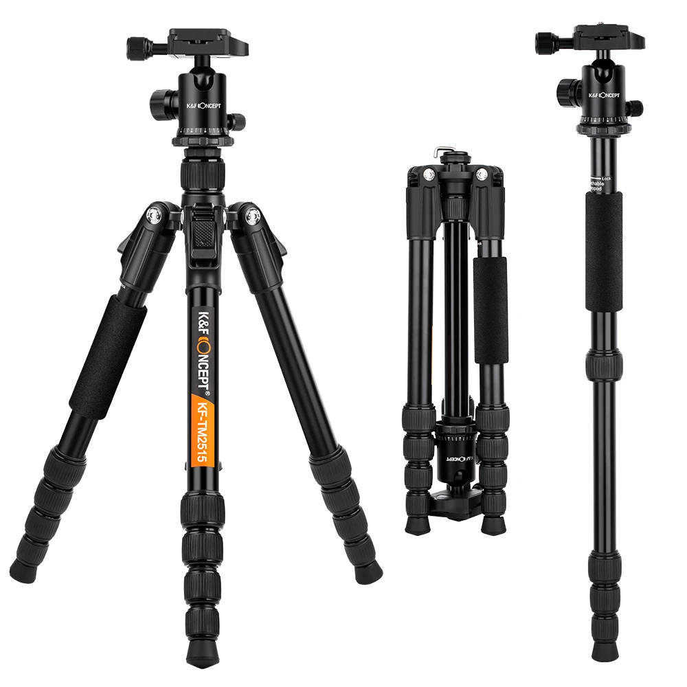 

K&F Concept Ultra Compact and Lightweight Aluminum Travel Camera Tripod with Monpod,360 Panorama Ball Head for Canon Nikon Sony