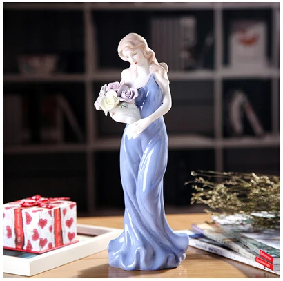 Европейские статуэтки для красоты, художественные поделки для гостиной, кофейного бара, украшение для дома, керамическая статуя леди, Современный Свадебный декор - Цвет: 9