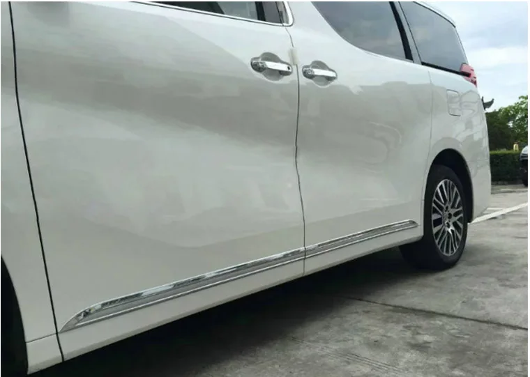

car Accessories styling For Toyota Alphard 2016 ABS chromium car body door side skirt accent moulding sticker trim 4pcs/set