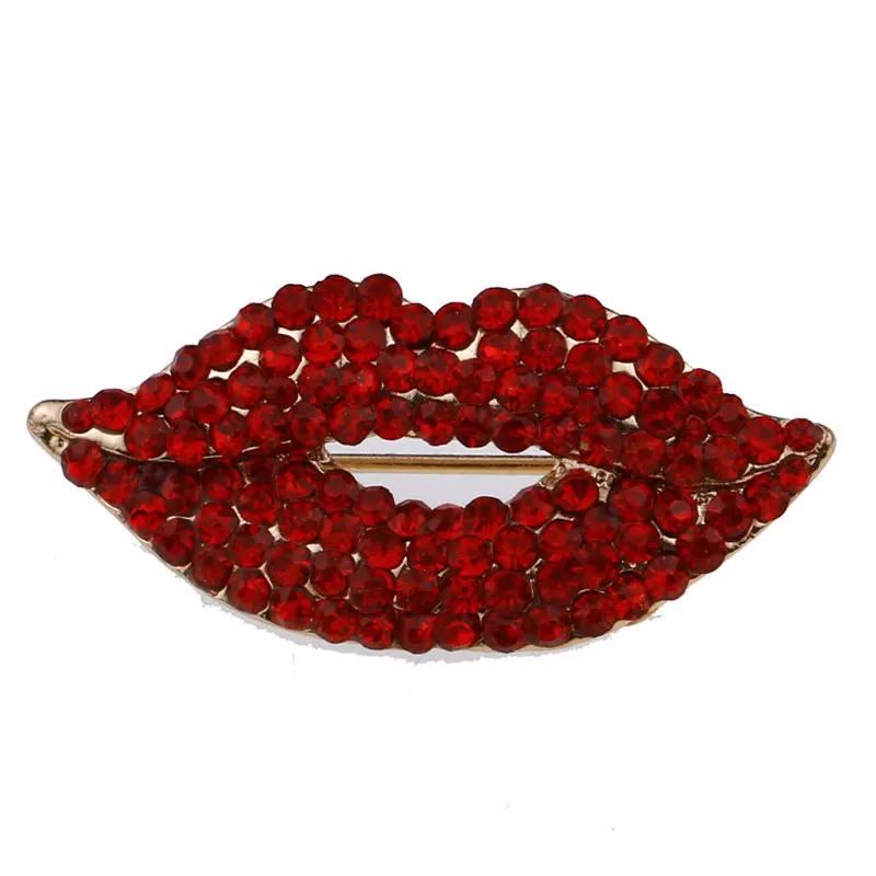 

Korean rhinestone Red lips brooch Lovely jewelry high grade women's brooches Shawl buckle pin Wedding luxury