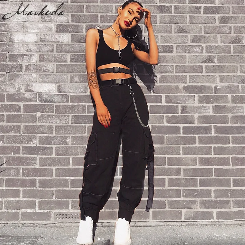 Macheda New Casual Joggers Black Women Hip Hop Streetwear Pants High Waist Loose Female Trousers Fashion Ladies Pants Macheda New Casual Joggers Black Women Hip Hop Streetwear Pants High Waist Loose Female Trousers Fashion Ladies Pants