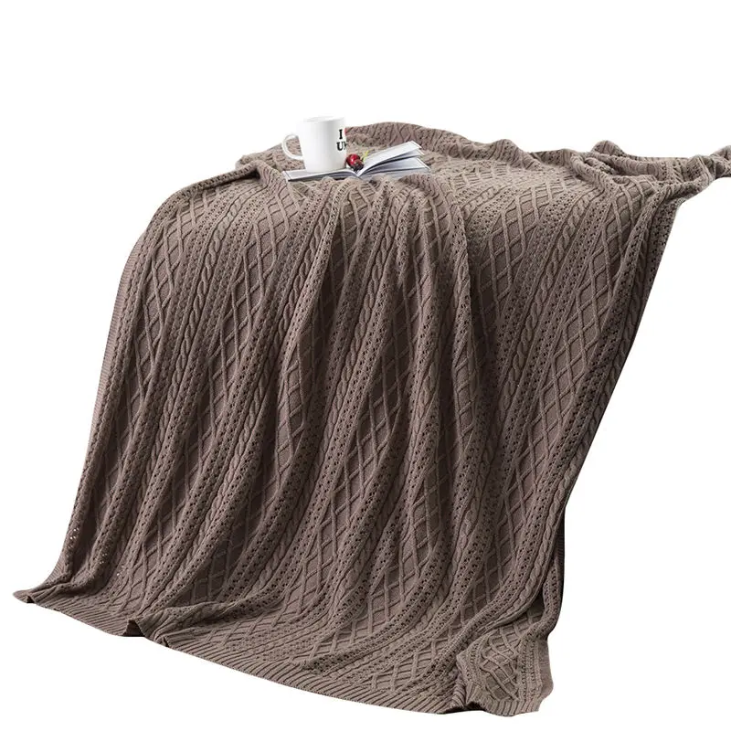 Хлопок кровать одеяло Slipcover бросает микрофибры сплошной цвет для диван/кровать/Самолет/офис зима вязание s Мантас Кама