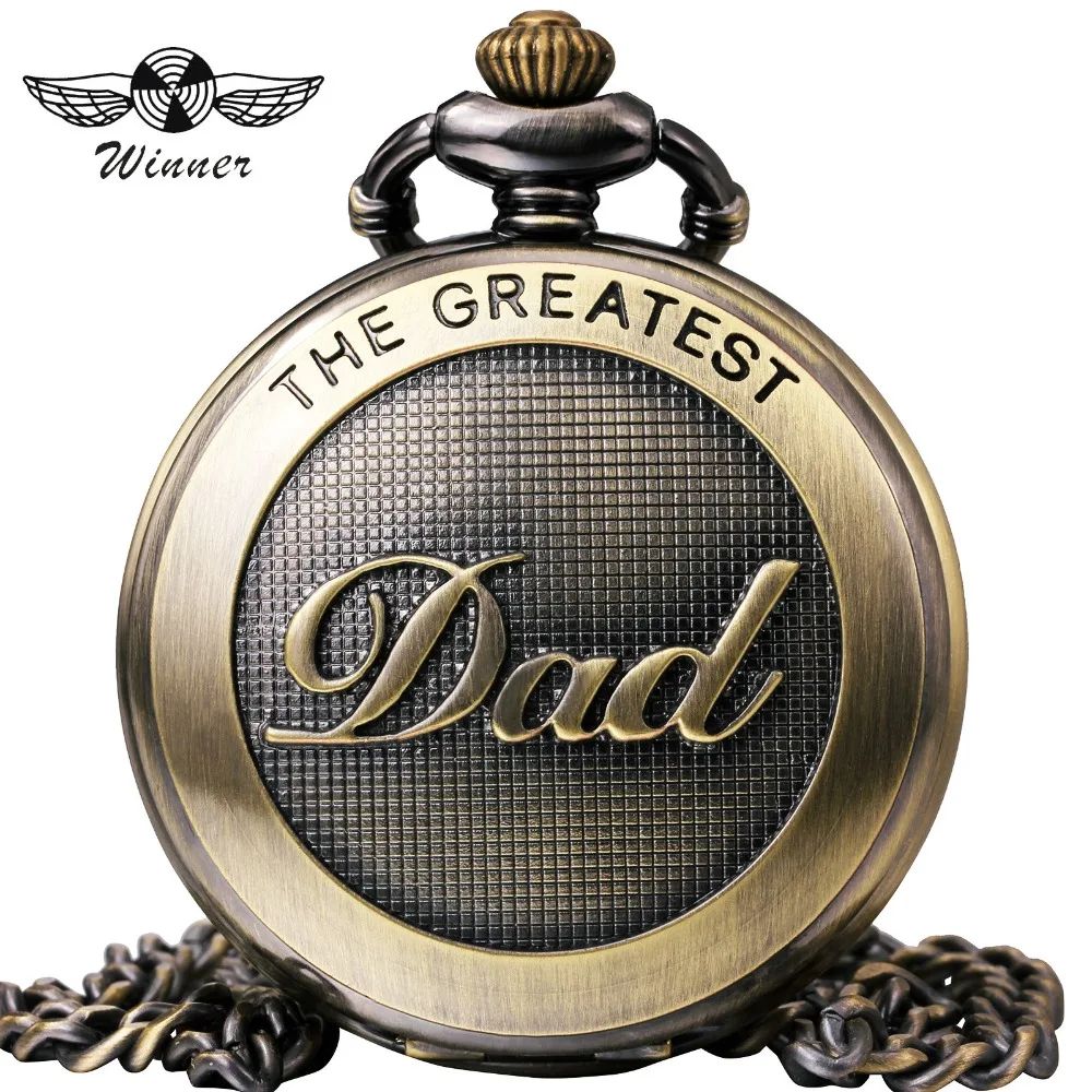 WINNER Fashion Brown Pocket Watch Top Brand Luxury Quartz Watches DAD
