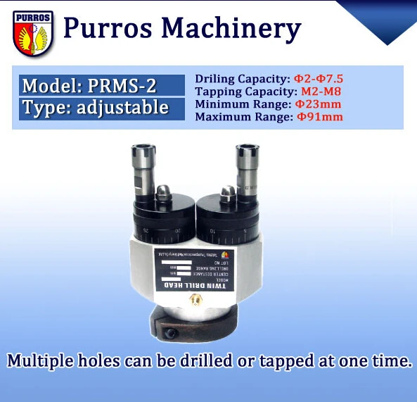 Регулируемый twin шпиндель Таппер головы, центра шпинделя расстояние: 23 до 91 мм, несколько два шпинделя нажав головок, многошпиндельных