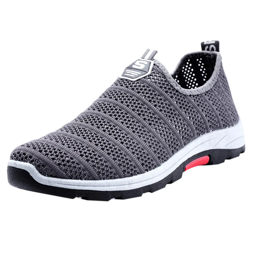 2019 Men's hollow flying woven mesh breathable sneakers lightweight soft bottom non-slip running shoes sneakers platform 40J14 (3)