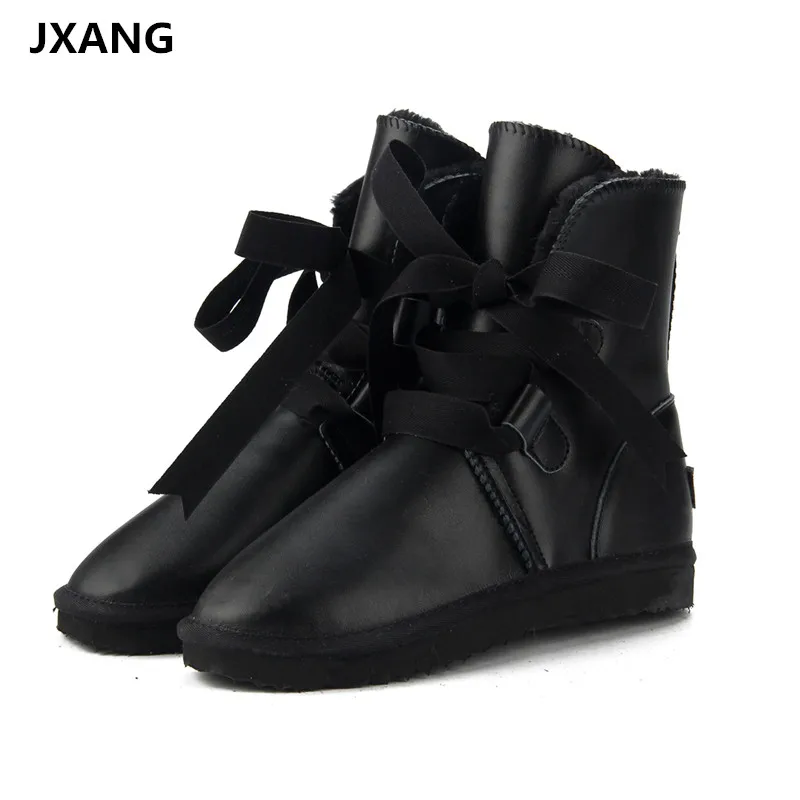 black Jxang Australie Fourrure sand De En Cuir gray Femmes Neige Chestnut Chaud chocolate Qualité purple Bottes Haute Véritable Épais D'hiver Imperméables N8w0vnm