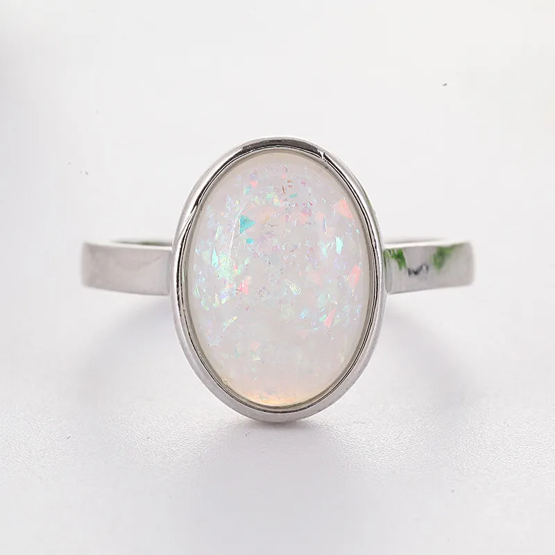 Элегантные овальные кольца с большим опалом на кончик пальца, кольца средней длины, модные ювелирные изделия, простые кольца с лунным камнем серебряного цвета для женщин Z5J397