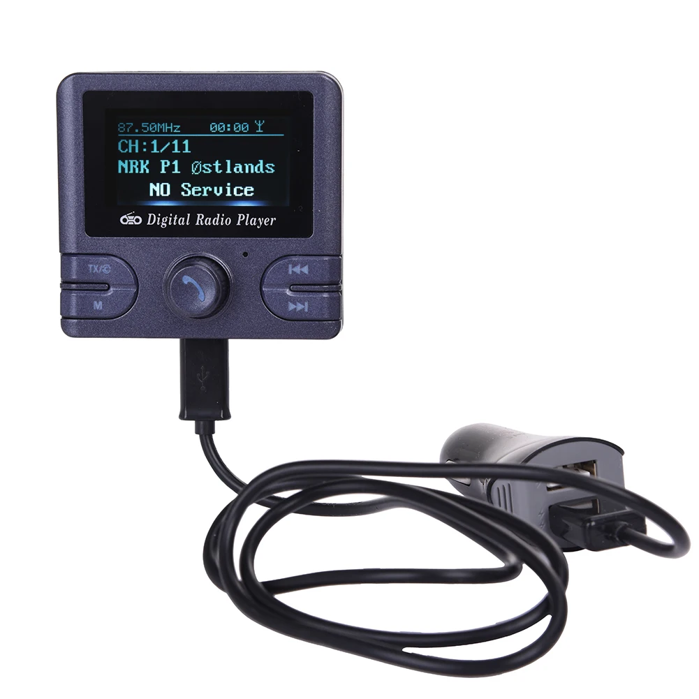 In-car DAB/DAB+ Radio Audio Player With FM Transmitter & Bluetooth Hands-Free DAB+ Tuner With Audio Output Include Antenna