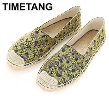TIMETANG/Брендовая обувь на плоской подошве; женские лоферы с вышивкой; соломенная обувь в рыбацком стиле; Mujer; Летняя Повседневная Тканевая обувь с круглым носком; WomanE281