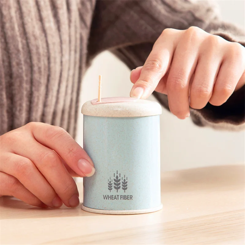 

Automatic Toothpick Holder Container Wheat Straw Household Table Toothpick Storage Box Toothpick Dispenser Mushroom Box