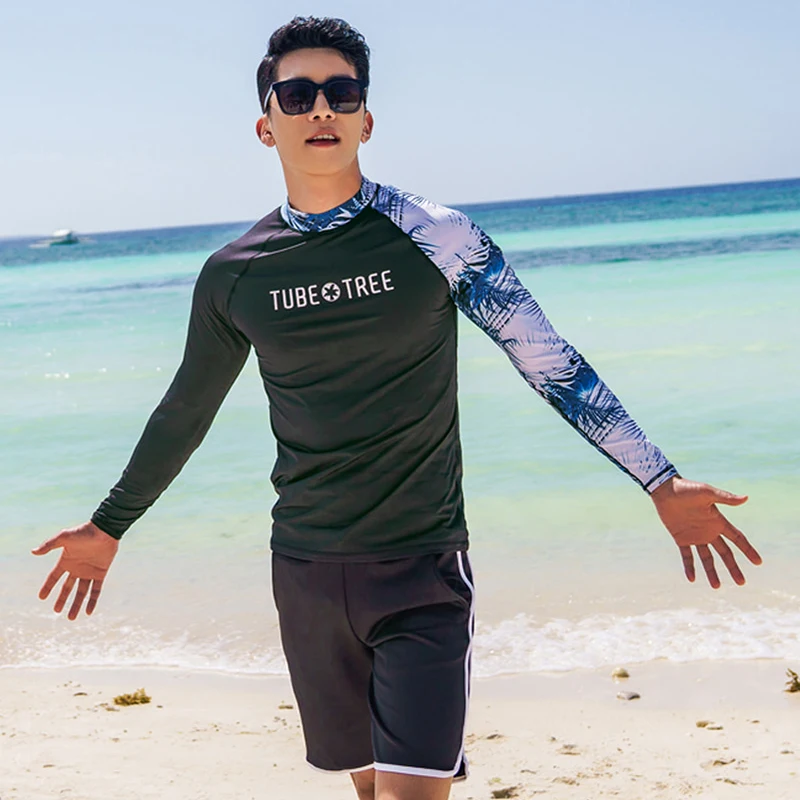 Rash Guards Men Women 2 Pieces Long Sleeve Shirt Shorts Black Couples Swimwear Surfing Bathing Suits Rashguard Wetsuits rash guard,surfing swimsuit