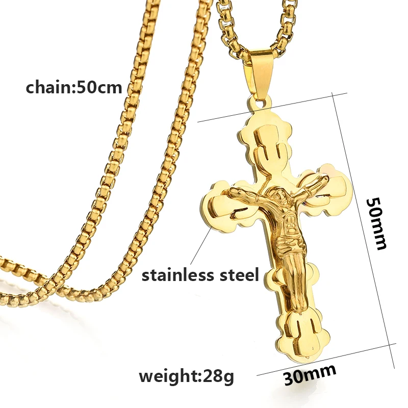 ELSEMODE 1 шт. 316lL нержавеющая сталь крест ожерелья и подвески Распятие Иисуса кактуса Золото Цвет католические для женщин мужчин ювелирные изделия