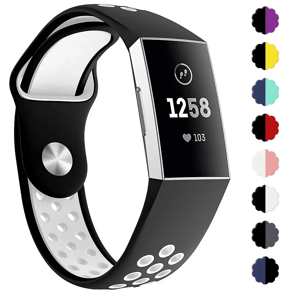 Спортивный силиконовый сменный ремешок для Fitbit Charge 4 дышащий браслет часов