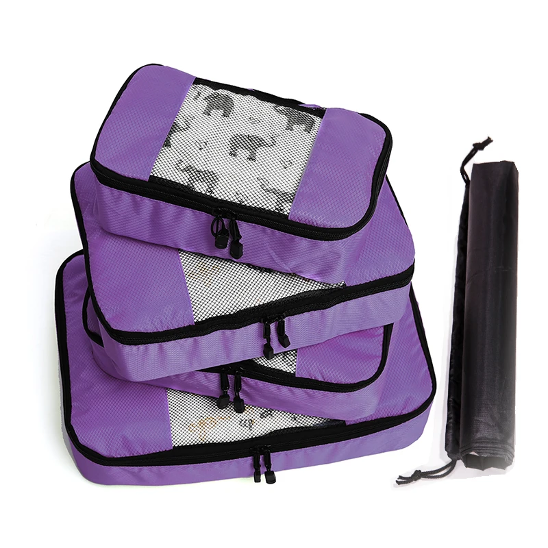 

QIUYIN Unisex Clothing Sorting Organize 4 Set Luggage Packing Organizer Set Nylon Packing Cube Travel Bag System Durable