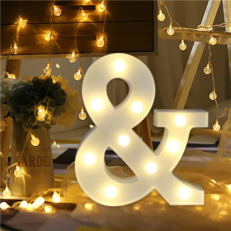 Светодиодный светильник с люминесцентными буквами 26 Английский алфавит s светильник с белыми пластиковыми буквами романтический декор для свадебной вечеринки - Цвет: N