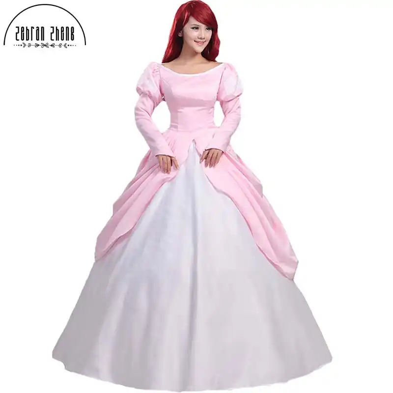 Princess Ariel Pink Dress Cosplay Costume For Adult Women Halloween Party Custom Made Free Shipping Cosplay Costume Costumes For Adultsariel Pink Aliexpress