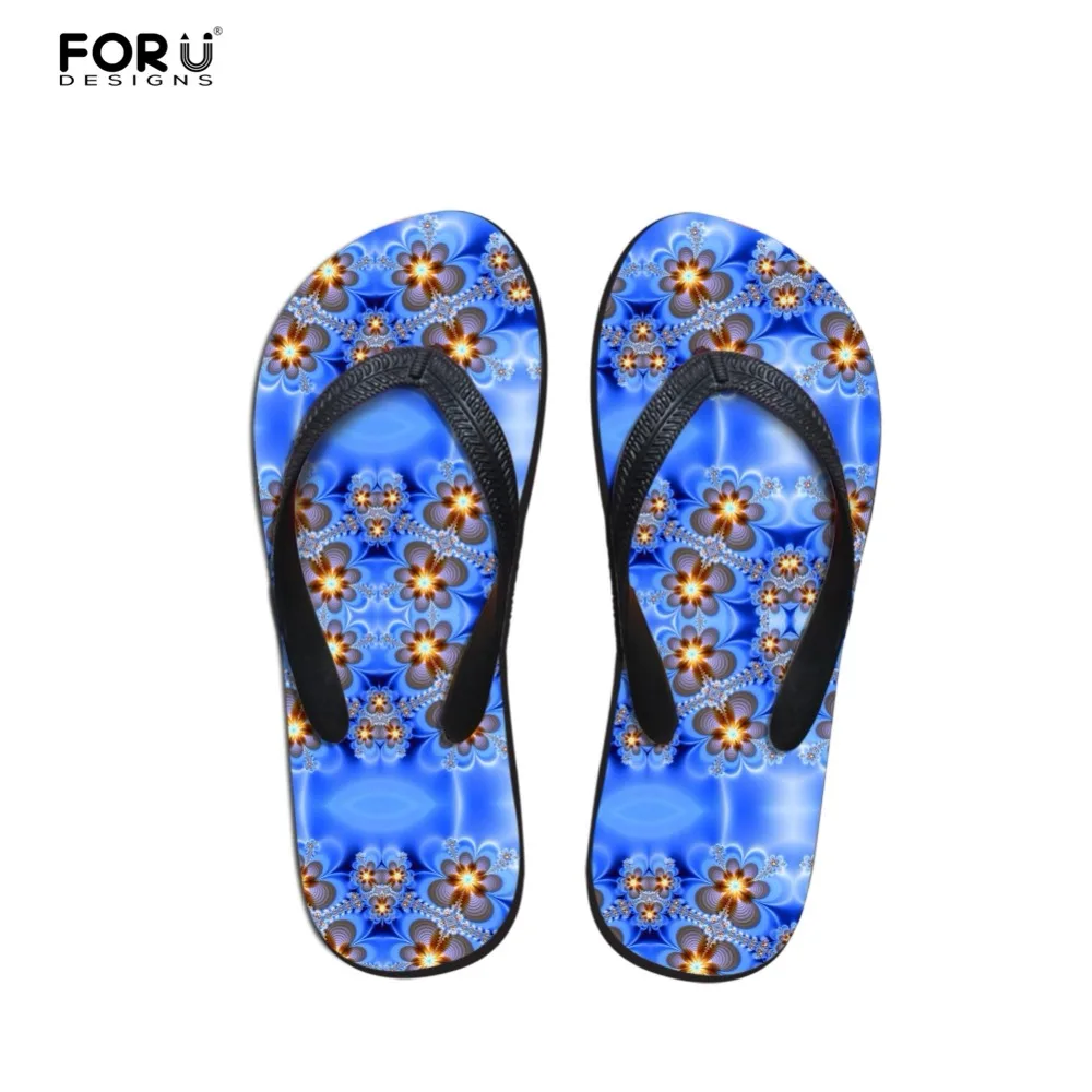 

FORUDESIGNS Unique 3D Flower Printing Flip Flops Female Fashion Summer Slip-on Home Slippers Women Casual Beach Flats Flip Flops
