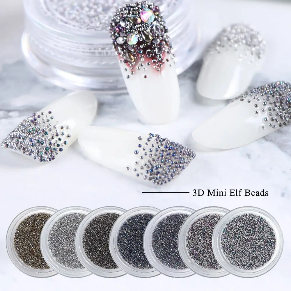 

1box Metal Micro Elf Beads Nail Art Alloy Gold Silver Gray Mini Stainless Steel Caviar Studs Nails Accessories Jewelry