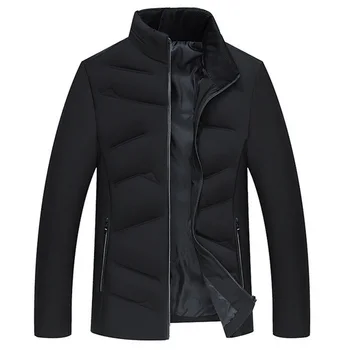 

Mens Winet Thick Parkas Casual 2018 Brand Cotton-Padded Male Warm Outwear Jacket Fashion Solid Black Windbreakers Coat L-4XL