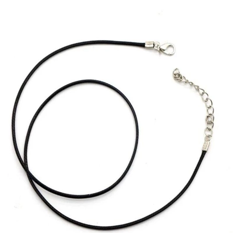 Черное корейское ожерелье из вощеного шнура, кожаной веревки, серебряная застежка-карабин, чокер, ожерелье, подвеска, ювелирное изделие, 1,5 мм
