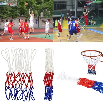 

Standard Nylon Threads Sports Basketball Hoop Mesh Netboard RIM Ball Pump 12 Loops White Red Blue 3 Colors Net