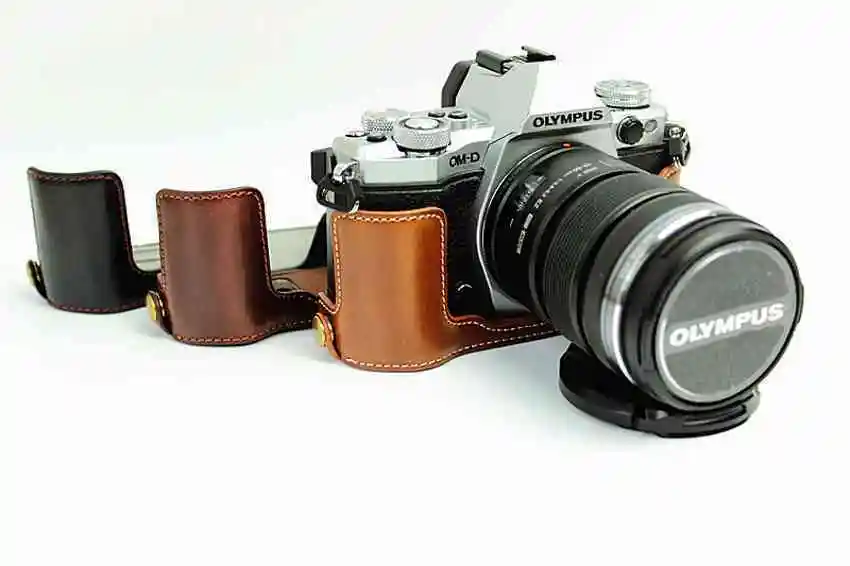 Половина Искусственная кожа сумка с защитным козырьком днище для Olympus OM-D EM5 II E-M5 Mark II