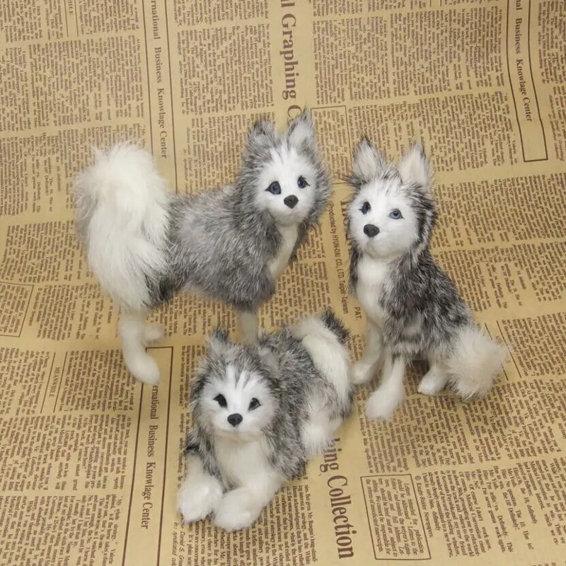 3 pieces small cute simulaiton husky dog toys lifelike different husky