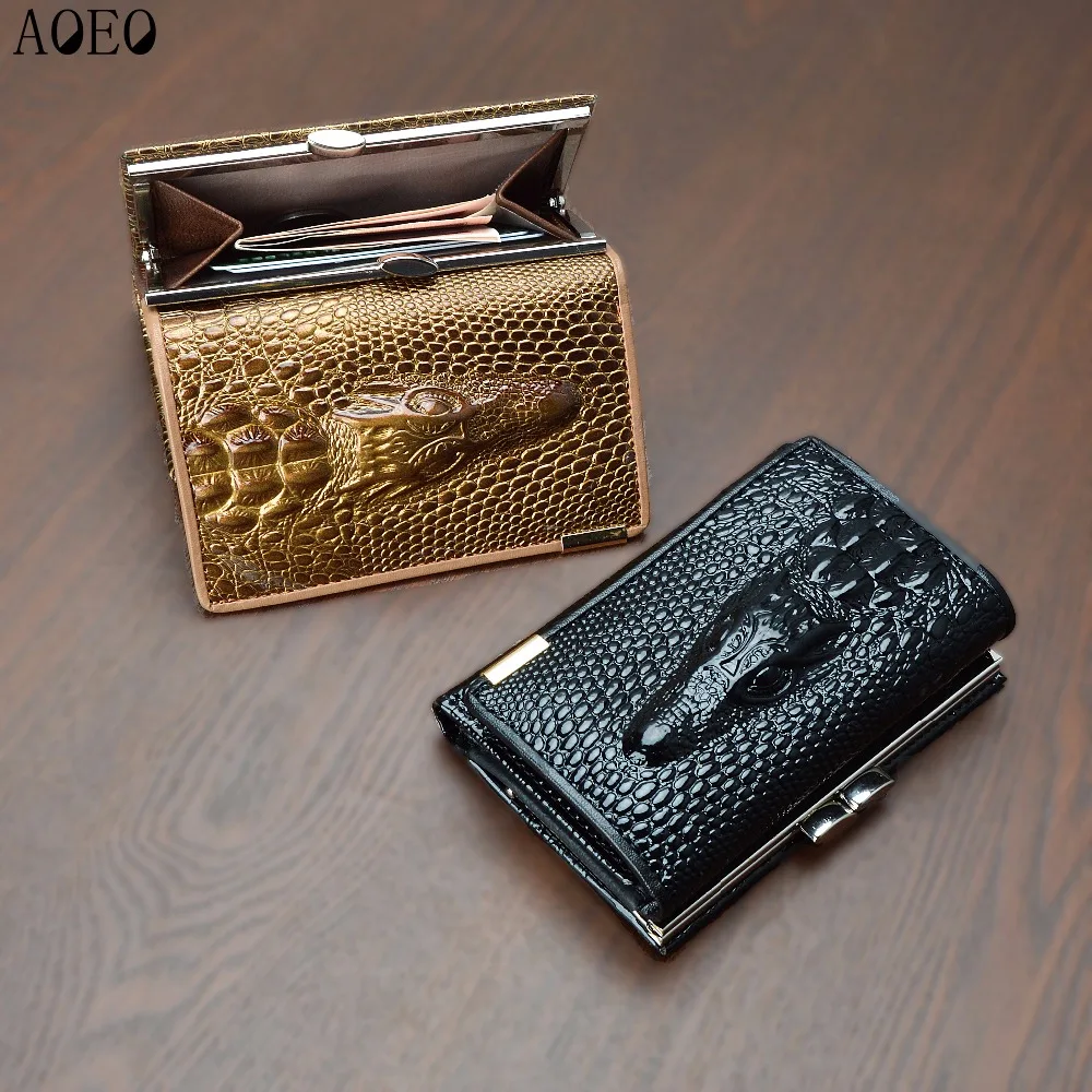 

AOEO Mini coin purses holders Cards Cash Money Pocket Short Ladies Lock Small Wallet Female Luxury womens wallets and purses