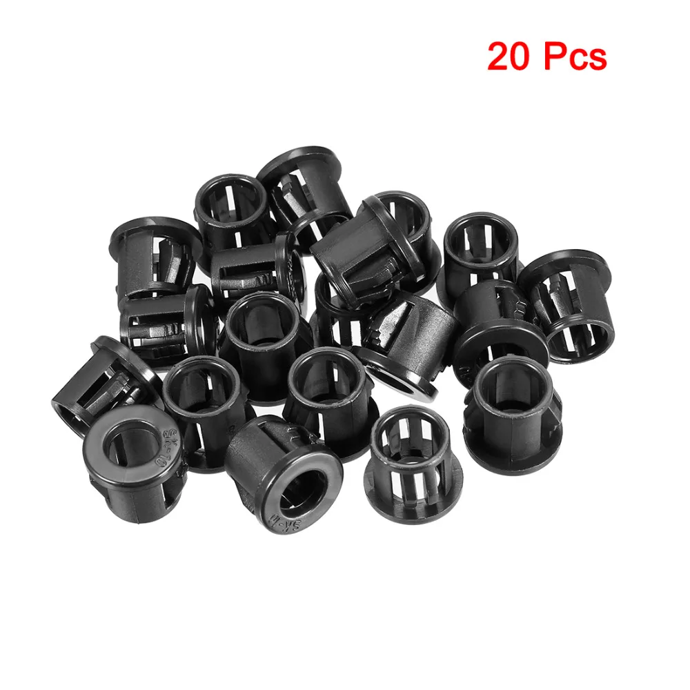 

UXCELL Black 20 Pcs 8/10/22/25mm Mounted Diameter Plastic Insulation Cable Pipe Bushing Grommet Universal Hole Cover Hose Snap