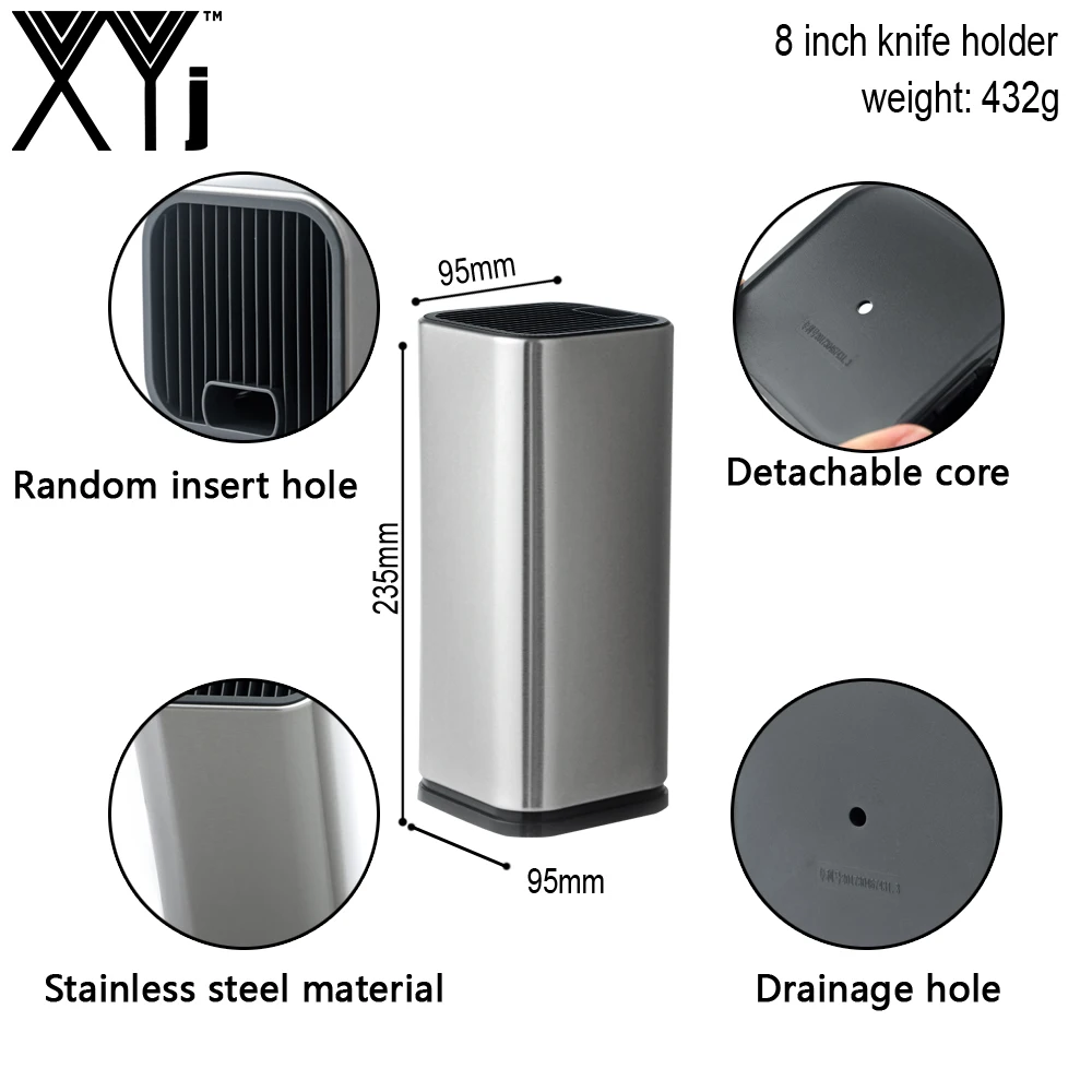 XYj Steel Kitchen Knife Holder Storage Stainless Steel Knife Block Stand for Knives Large Capacity Multifunctional Storage Seat