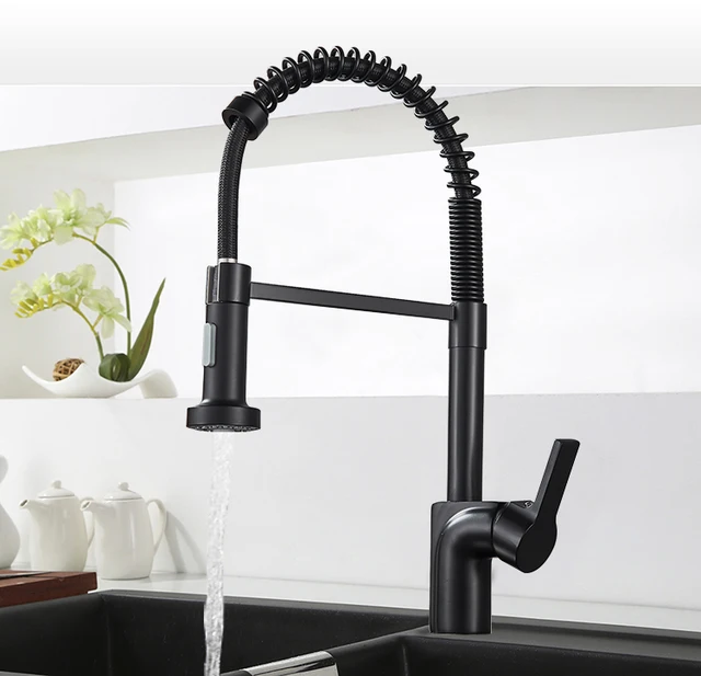 Best Price Nickel Brushed Spring Kitchen Faucet Pull out Sprayer Dual Spout Single Handle Mixer Tap Sink Faucet 360 Rotation Kitchen Faucet