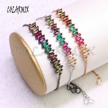 

5 pcs Crystal bracelets rainbow crystal jewelry long pilar bracelet zircon charm beads crafted zircon bracelets 5305