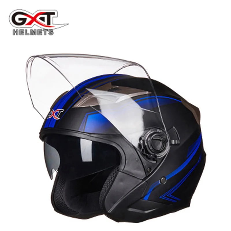 Летний Новый GXT двойной объектив мотоциклетные шлемы Половина лица ABS