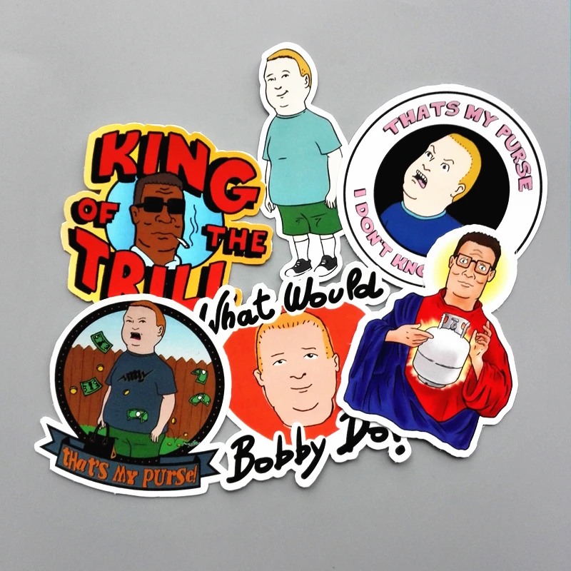 

TD ZW 6Pcs/lot Western Anime King of the Hill Sticker For Car Laptop Luggage Skateboard Motorcycle Phone Decal Kids Toy Sticker