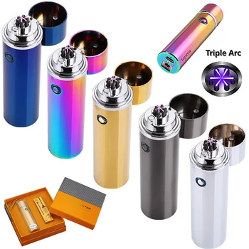 

Creative Small Rechargeable USB Windproof Flameless Electric Electronic Charging Cigarette Lighter Smokeless Super Lighters Gift