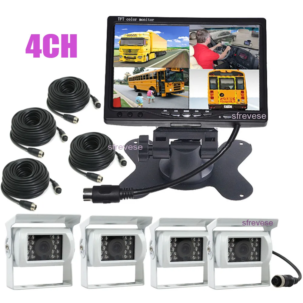 4x 4Pin 18 LED IR Автомобильная камера заднего хода парковочная белый + 7 &quotЖК 4CH