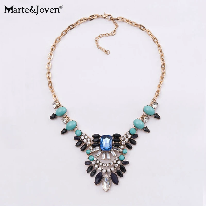 

[Marte&Joven] New Trendy Vintage Fine Costume Jewellery Shourouk Style Flower Statement Choker Necklace For Women