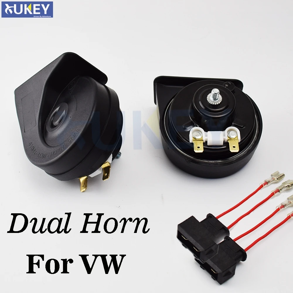 Pair of 12V 125db 410/510Hz High Low Tone Snail Horns Waterproof Auto Horn For VW Beetle Caddy Sharan Eurovan Caravelle T4 | Автомобили и