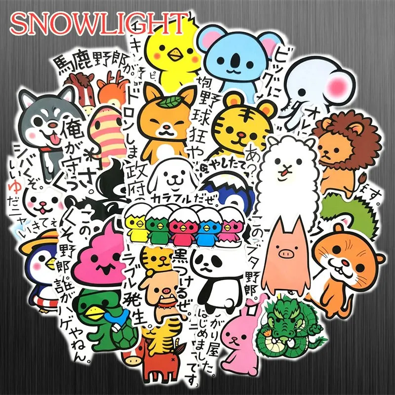 36Pcs Kawaii Japanese Animal Stickers For Kids Toys Graffiti Sticker For Skateboard Luggage Laptop Guitar Fridge Car Waterproof