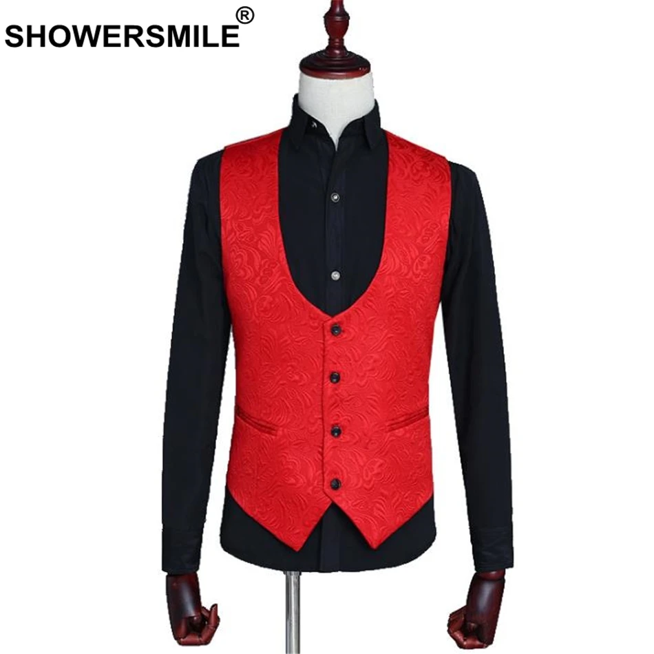SHOWERSMILE Wedding Suit Men 3 Pieces Formal White Slim Fit Suit Jacket Bridegroom Set Blazer+Trousers+Vest Western Wedding Suit