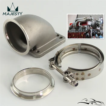

Fits For T3 T4 Turbocharger 3" Vband 90Degree Cast Turbo Elbow Adapter Flange+Clamp