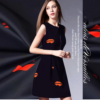 

Red lip trench coat fabric material skirts dress fashion and personality polyester fiber