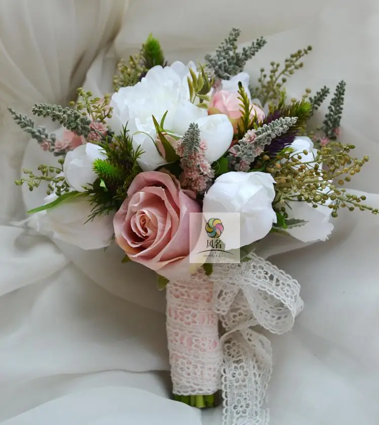 Свадебный букет невесты имитация цветка розы ручной работы букеты из искусственных цветов ручной работы Свадебный Цветочный домашний стол цветок