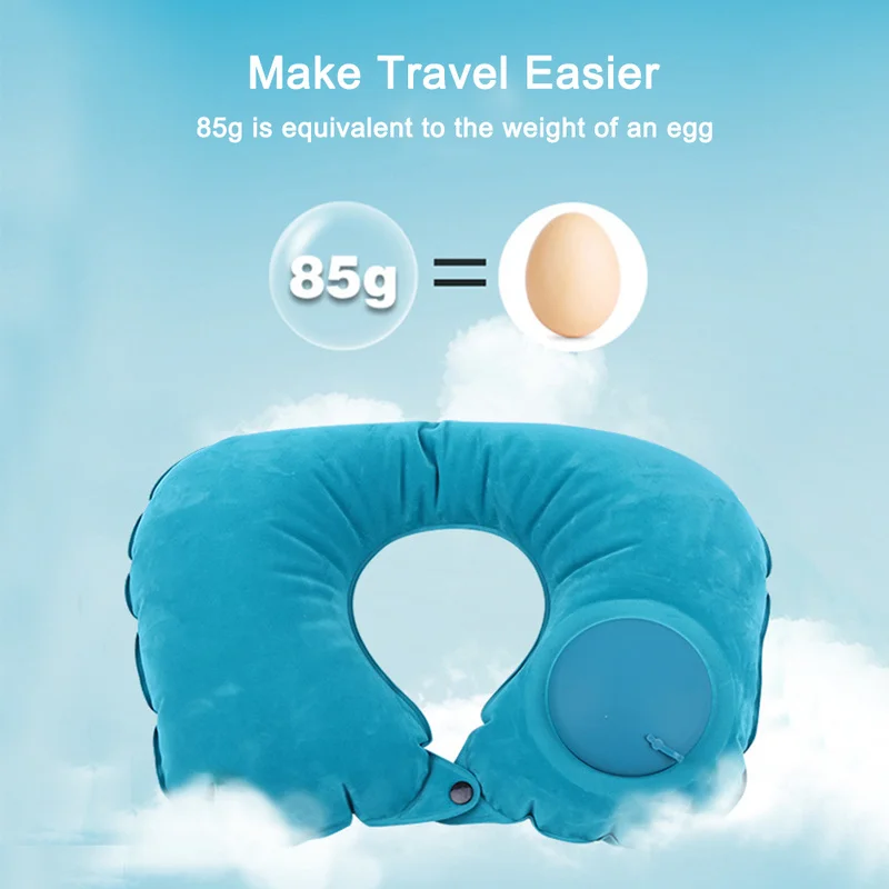 

Automatic Air Inflatable U-Shape Travel Pillow Neck Airplane Car Pillows Ring Pillow Folding Press Type Bed Pillows Neck Cushion