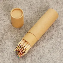 Хорошее качество 24 цвета Бочкообразная Упаковка деревянная цветная коробка для карандашей