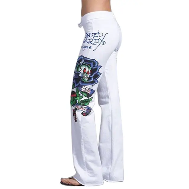 2018 ITFABS New Brand Fashion Sexy Women Casual Baggy Skull Rose Printed Hippie Wide Leg Boho Sexy Ladies Retro Stylish Pants -