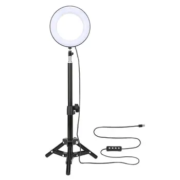

6inches Selfie Light with Tripod Stand Desktop LED Lamp Cell Phone Holder Metal Holder for Universal Mobile Phone
